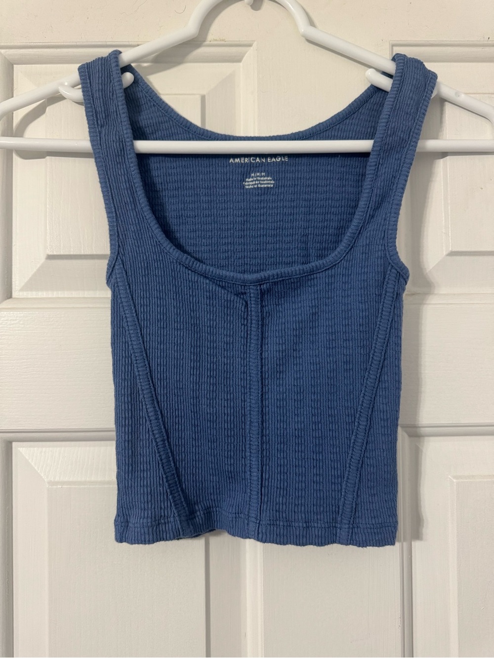 American Eagle Outfitters Ribbed Scoop Tank Top - Blue
